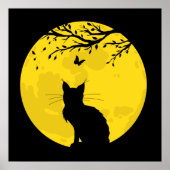 Black Cat Yellow Moon Poster (Voorkant)