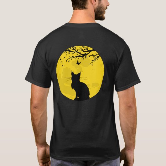 Black Cat Yellow Moon T-Shirt (Achterkant)