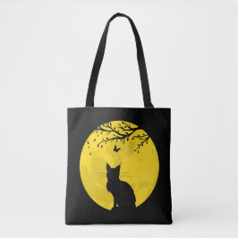 Black Cat Yellow Moon Tote Bag