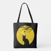 Black Cat Yellow Moon Tote Bag (Achterkant)