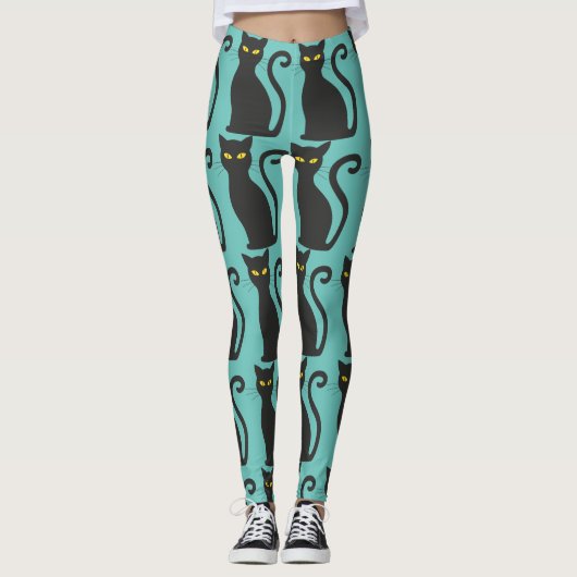 BLACK CAT YOGA PANTS LEGGINGS (Voorkant)