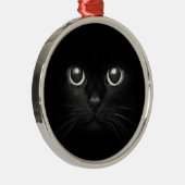 Black Cat Yule-kerstversiering Metalen Ornament (Rechts)