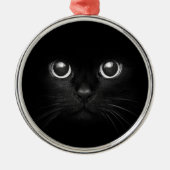 Black Cat Yule-kerstversiering Metalen Ornament (Voorkant)