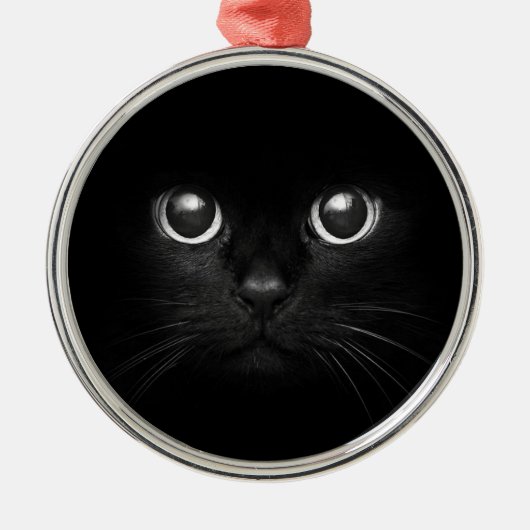 Black Cat Yule-kerstversiering Metalen Ornament (Voorkant)
