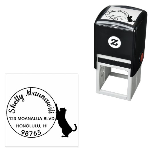 Black Cat Zelfinking Retouradres Stempel Aangepast (In situ)