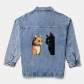 Black Cat Zoning Out - Grappige Kitten Meme Denim Jacket (Achterkant)