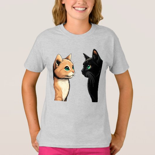 Black Cat Zoning Out - Grappige Kitten Meme T-shirt (Voorkant)