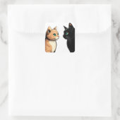 Black Cat Zoning Out - Grappige Kitten Meme Vierkante Sticker (Tas)