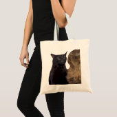 Black Cat Zoning Out Tote Bag (Voorkant (product))