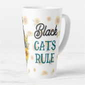 Black Cat Zonnebloemen Gezegde Latte Mok (Rechterhoek)