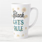 Black Cat Zonnebloemen Gezegde Latte Mok (Rechts)