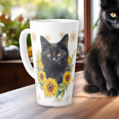 Black Cat Zonnebloemen Gezegde Latte Mok