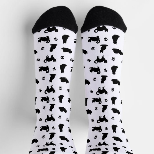 Black Cats and Paw Prints Pattern Sokken (Top)