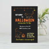 Black Cats and Pumpkins Halloween Feestuitnodiging Kaart (Staand voorkant)