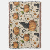 Black Cats and Pumpkins Halloween Pattern Deken (Voorkant Verticaal)