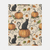 Black Cats and Pumpkins Halloween Pattern Fleece Deken (Voorkant)