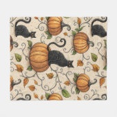 Black Cats and Pumpkins Halloween Pattern Fleece Deken (Voorkant (Horizontaal))