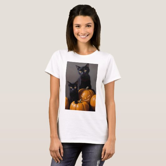 Black Cats and Pumpkins T-shirt (Voorkant volledig)