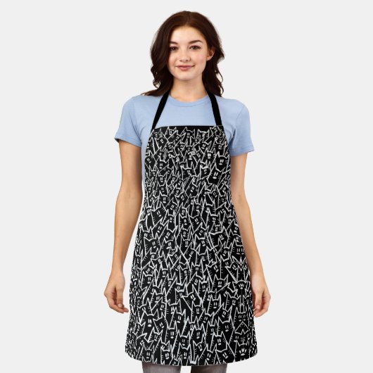 Black Cats Apron Schort (Gedragen)