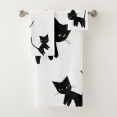 Black Cats Bathroom Towel Set Bad Handdoek (Insitu)