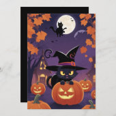 Black Cat's Charm - Halloween Gift Kaart (Voorkant / Achterkant)