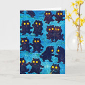 Black Cats Dancing in Moonlight, Louis Wain Kaart (Gele Bloem)