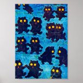 Black Cats Dancing in Moonlight, Louis Wain Poster (Voorkant)