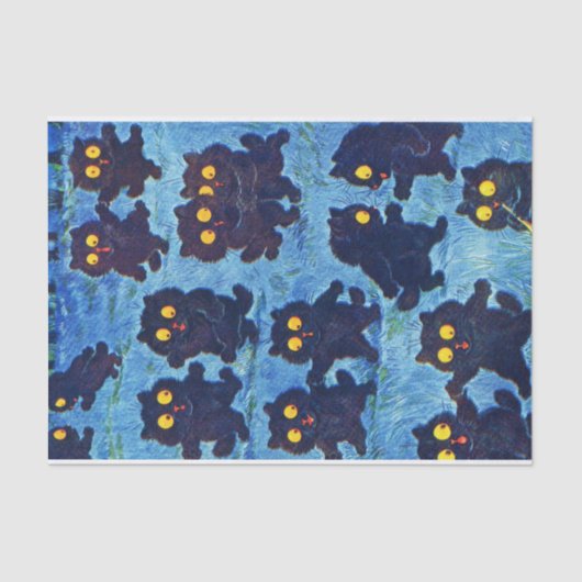 Black Cats Dancing in Moonlight, Louis Wain Tissuepapier (Voorkant)