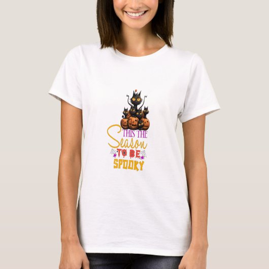 Black Cats Dit is het seizoen om griezelig te zijn T-shirt (Voorkant)