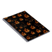 Black Cats en Oranje pompoenen Halloween Pattern Notitieboek (Rechterzijde)
