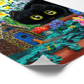 Black Cats Fairy Garden Flowers Creationarts Poster (Hoek)