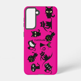 Black Cats Fuchsia Samsung Galaxy Phone Case Samsung Galaxy Hoesje