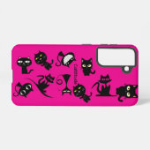 Black Cats Fuchsia Samsung Galaxy Phone Case Samsung Galaxy Hoesje (Achterkant horizontaal)