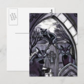 Black Cats Full Moon Graveyard Briefkaart (Voorkant / Achterkant)