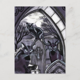 Black Cats Full Moon Graveyard Briefkaart