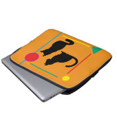 Black Cats & Geo Pattern Orange Electronics Bag Laptop Sleeve (Voorkant onderkant)