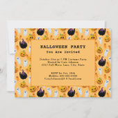 Black Cats Ghost Jack o' Lantern Halloween Party Kaart (Voorkant)