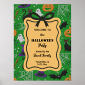 Black Cats Ghosts Bats Halloween Party Welkom Poster (Voorkant)