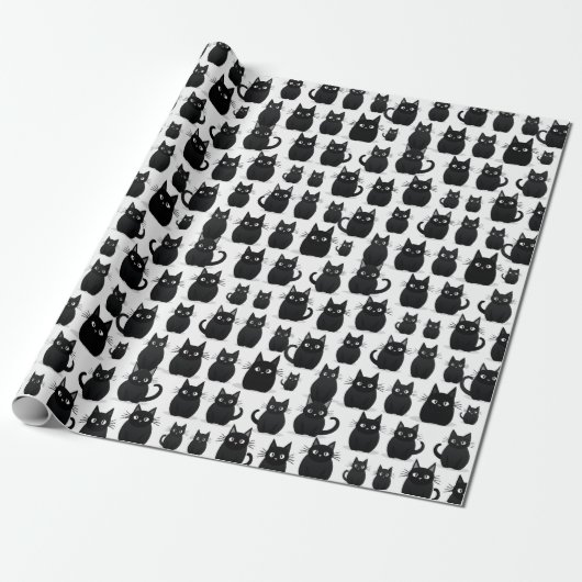 Black Cats Halloween Cadeaupapier (Uitgerold)