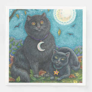 BLACK CATS HALLOWEEN FOLK ART FELINES SERVET