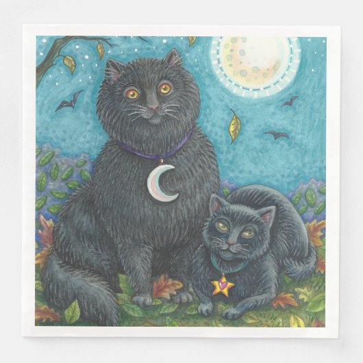 BLACK CATS HALLOWEEN FOLK ART FELINES SERVET (Voorkant)