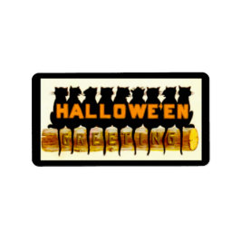 Black Cats Halloween Greeting Etiket