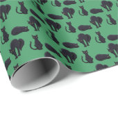 Black Cats Halloween Witch's Cat Pixel Art Pattern Cadeaupapier (Rol Hoek)