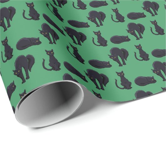 Black Cats Halloween Witch's Cat Pixel Art Pattern Cadeaupapier (Rol Hoek)