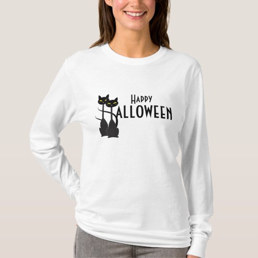 Black Cats Happy Halloween T-shirt (Voorkant)
