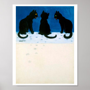 Black Cats in the Snow, Louis Wain Poster