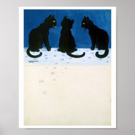 Black Cats in the Snow, Louis Wain Poster (Voorkant)