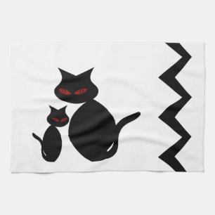 Black Cats Mama en Baby Art Deco Kitchen Towels Theedoek