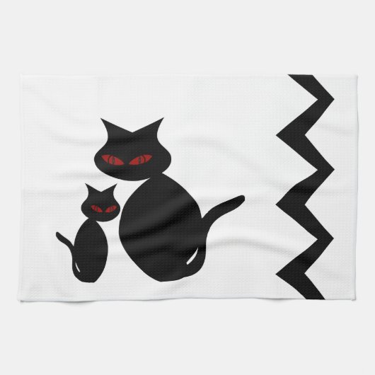Black Cats Mama en Baby Art Deco Kitchen Towels Theedoek (Horizontaal)