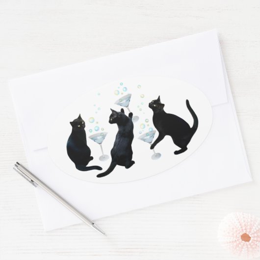 Black Cats Martinis Stickers (Envelop)